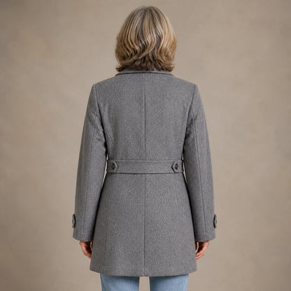 winter coat — Heather gray tailored coat direct rear view — view 4